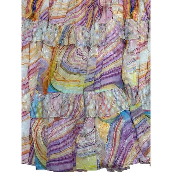 Rococo Sand Strapless Maxi Dress Tiered Ruffle Multicolor Boho S India - Picture 9 of 13